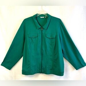 Liz Claiborne Women’s Green Zip Front Lightweight Jacket / 3XL